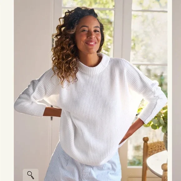 Frank & Eileen White Ribbed Crewneck Sweater - Picture 2 of 6